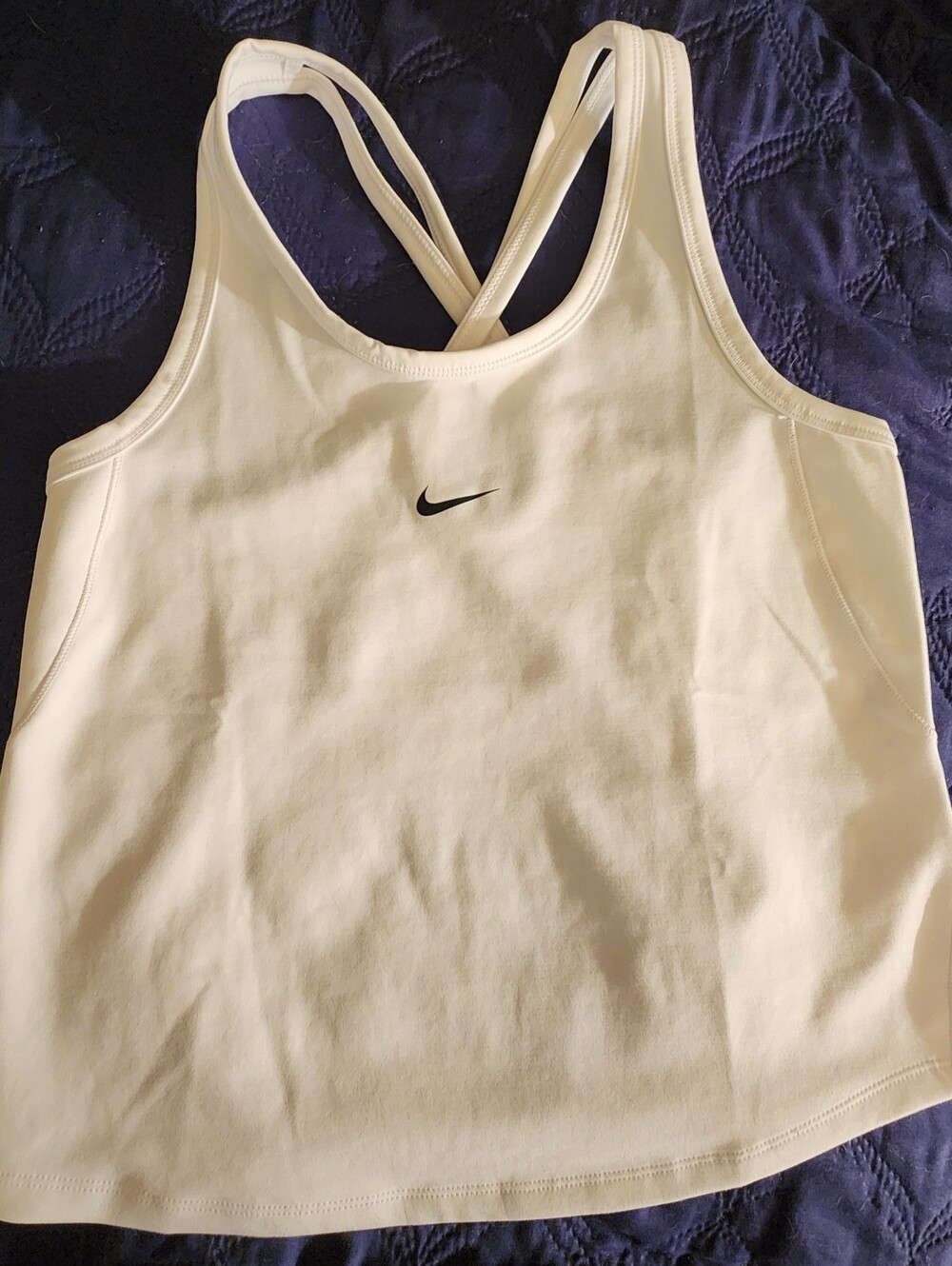 NWOT Nike Girls Dri-FIT Strappy Tank White Black Swoosh XL